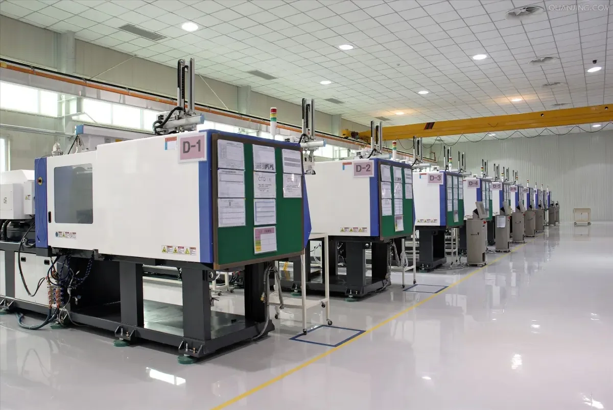 Production machinery along a factory aisle