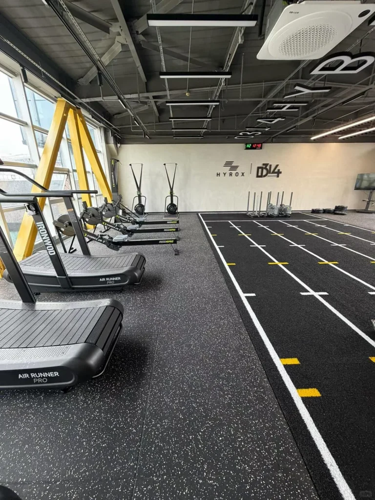Indoor fitness training lane with distance markings
